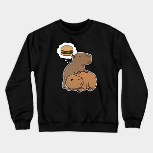 Capybara thinking about a Hamburger Crewneck Sweatshirt